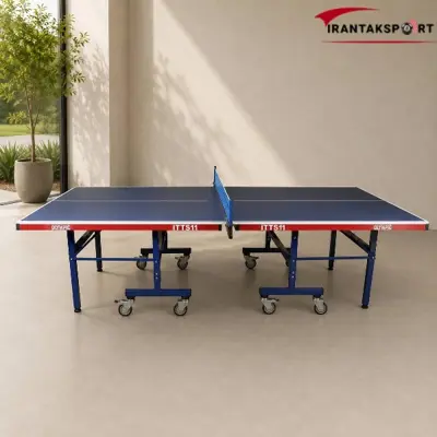 میز پینگ پنگ مدل ITTS11 با صفحه آبی و پایه های چرخ دار آبی - تصویر اصلی