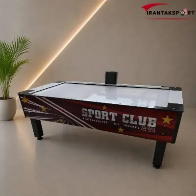 میز ایرهاکی قرمز و مشکی با صفحه سفید و نمایشگر کنار صفحه