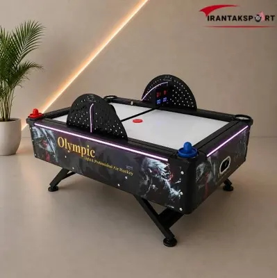 ایرهاکی کودک مدل CROOKED با دو نمایشگر نیم دایره و نور بنفش دور صفحه - تصویر اصلی